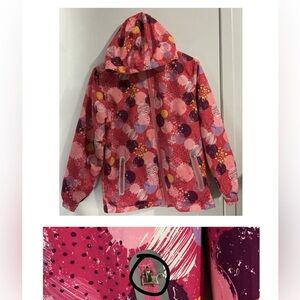 Vibrant Pink Kids Raincoat with Abstract Design